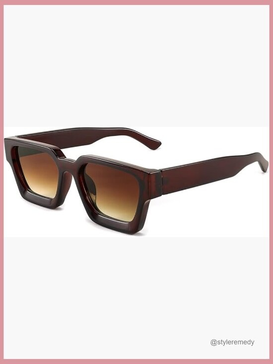 Retro Chunky Square Sunglasses UV400 Protection Plastic Frame main image 7